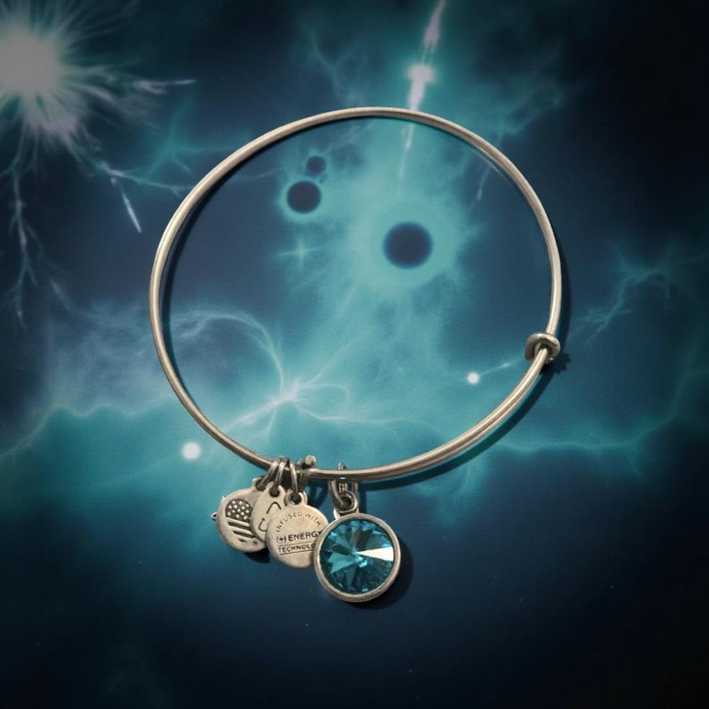 Alex and Ani Silver Bracelet with Teal Charm